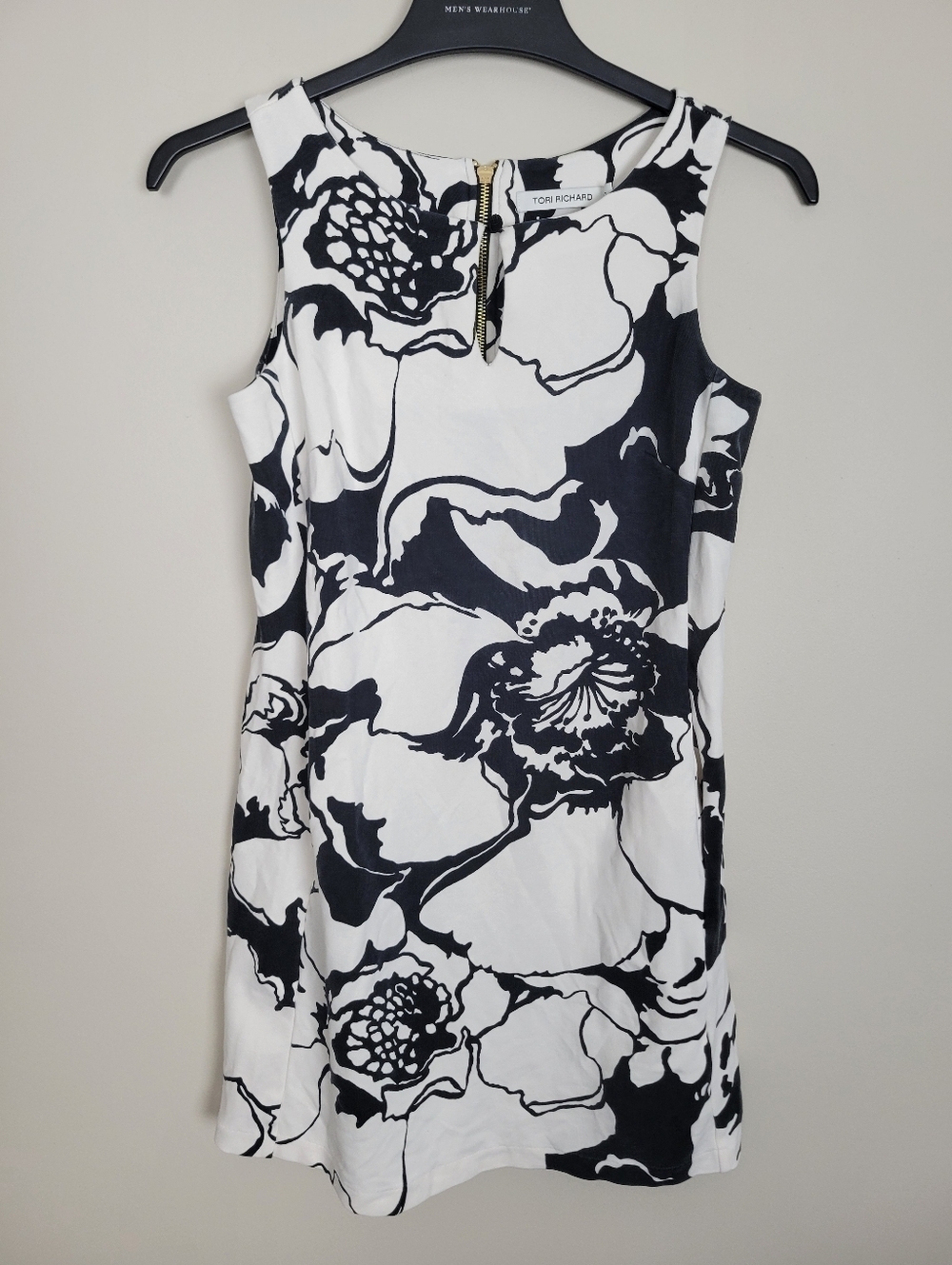 Tori Richard Shift Dress Floral Womens 0 White Black